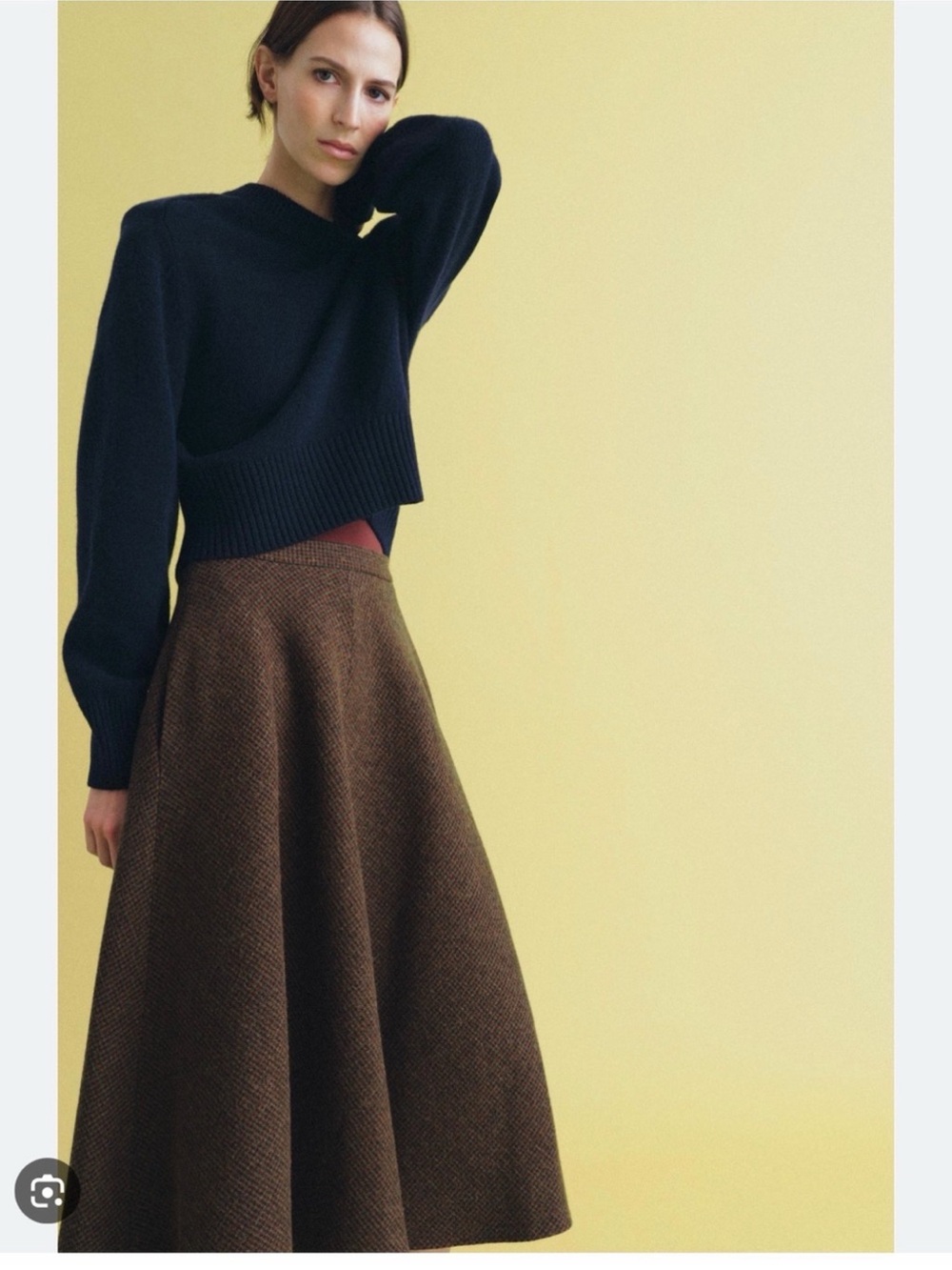 🍁BNWT ZARA ZW Collection 💯% WOOL Houndstooth Layered Limited Edition Skirt- RARE - Picture 2 of 5